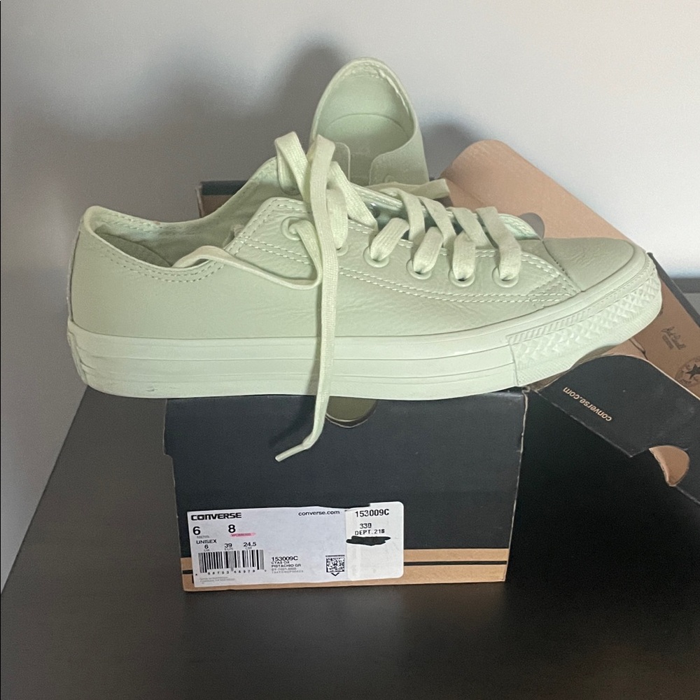 Converse Mint Green Leather Low-Top Sneakers
